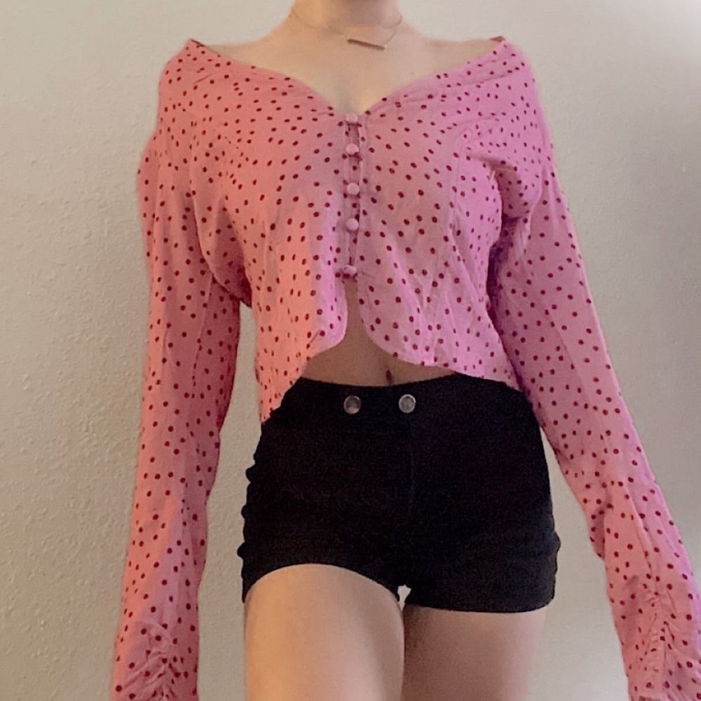 NWOT • Free People • Polka Dot Button-Down Long Sleeve Shirt 💜
